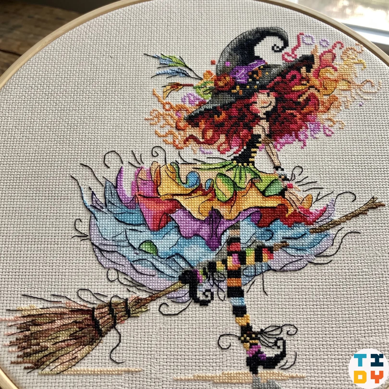 Witchy Girl Cross Stitch Pattern, modern cross stitch, PDF, instant download, WITCH01-2
