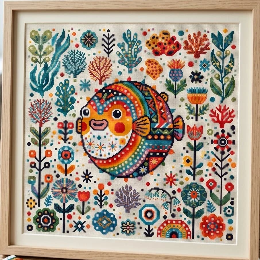 Under the Sea Cross Stitch Pattern, Geometric design, Sampler, sea, modern cross stitch, PDF, instant download, SEA04