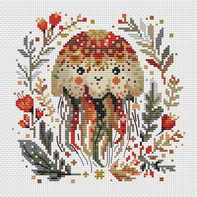 jellyfish, Folk Art Cross Stitch Patterns, Animals cross stitch pattern, modern cross stitch, PDF, instant download, ANM92
