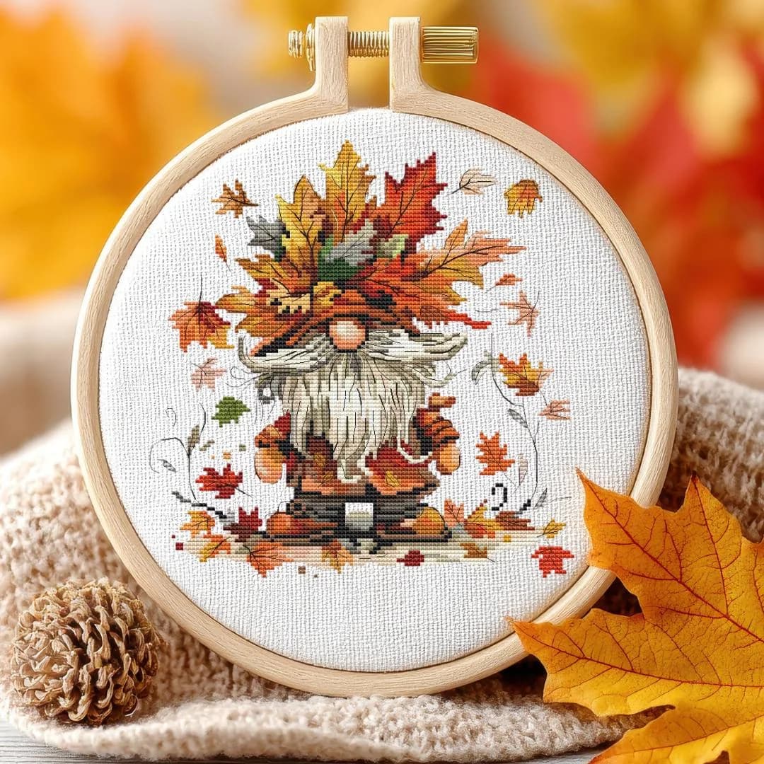 Fall Gnome, cross stitch pattern, autumn decoration, modern cross stitch, PDF, instant download, FALL48-2