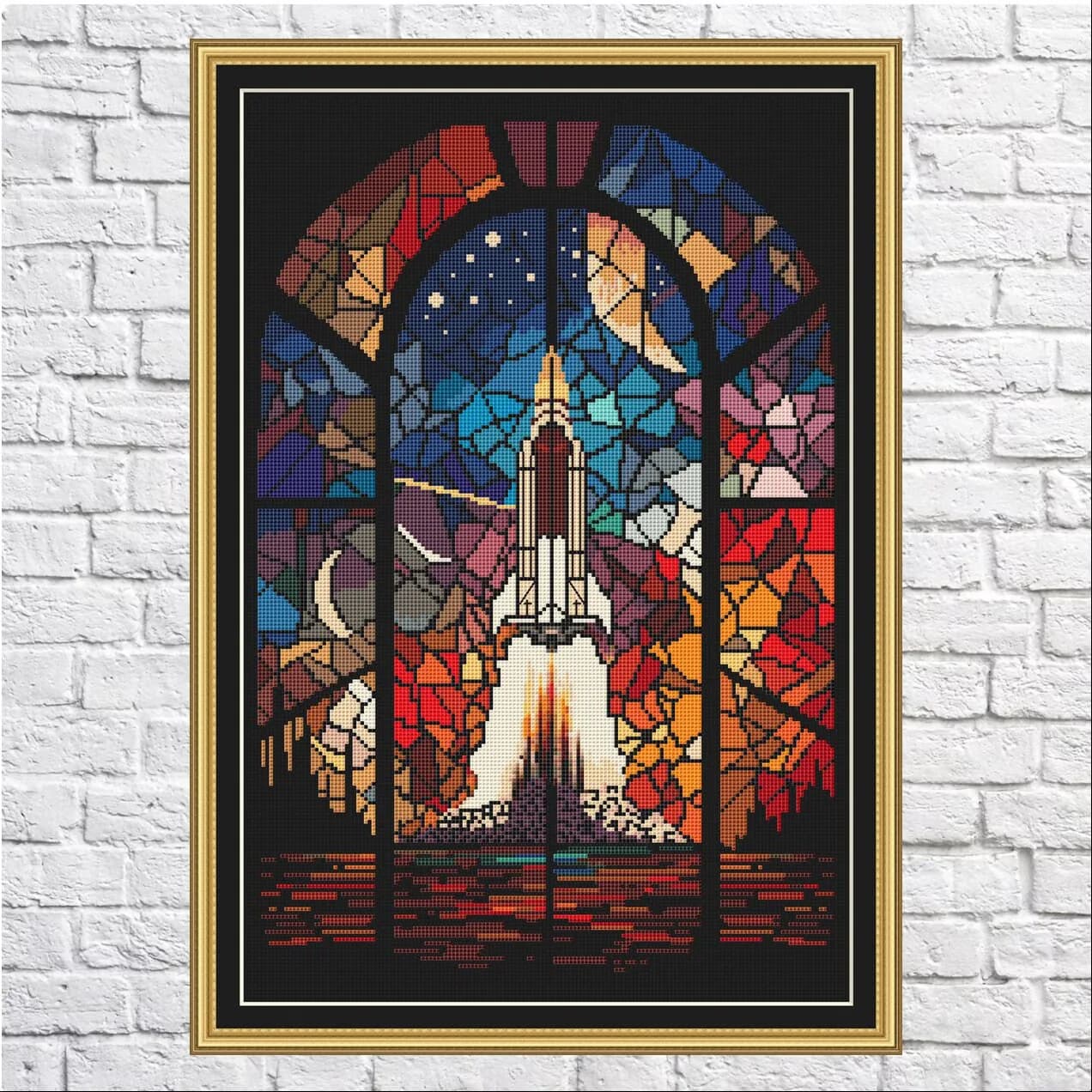Geometric design cross stitch pattern, space, Rainbow colors, modern cross stitch, PDF, instant download, Geo114