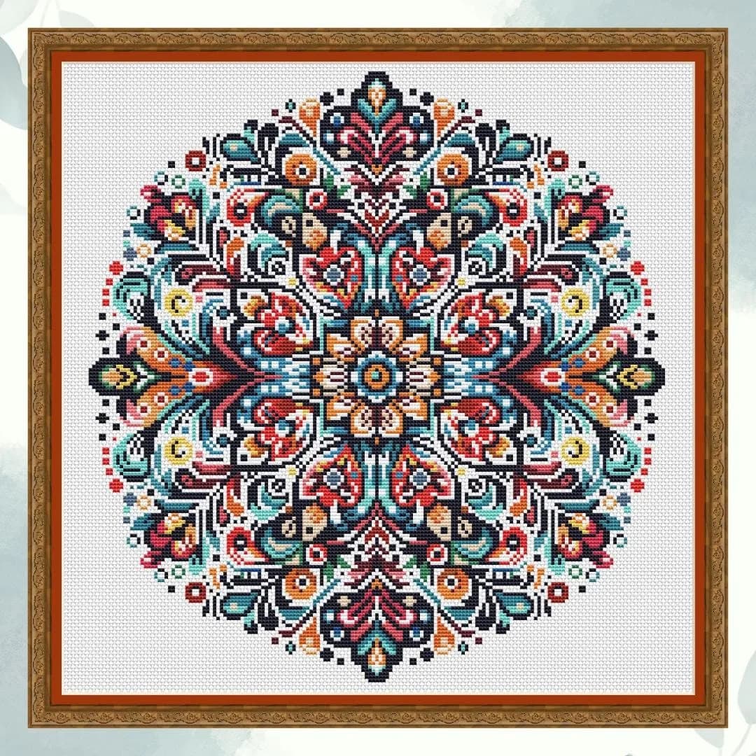 Mandala cross stitch pattern, Flowers, Rainbow, modern cross stitch, PDF, instant download, MDL122