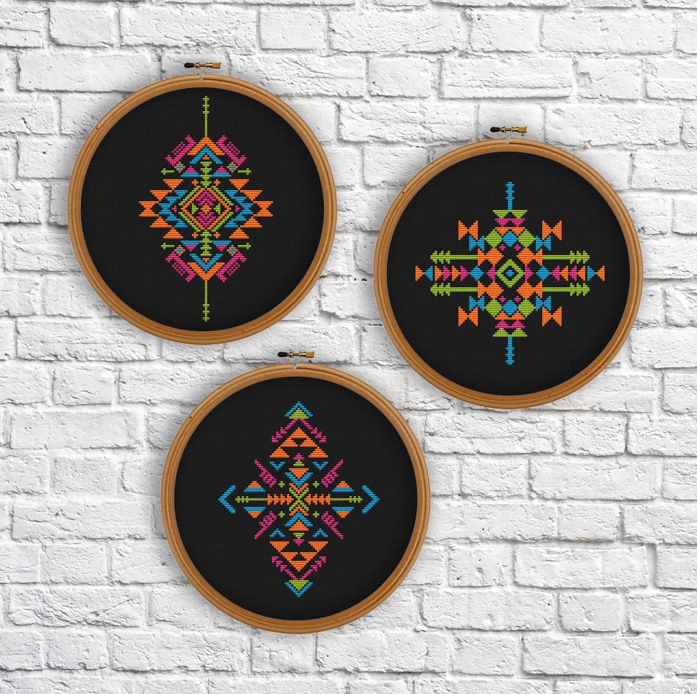 Set of 3 aztec design, cross stitch pattern,Geometric Design, modern cross stitch, PDF, instant download, AZT07