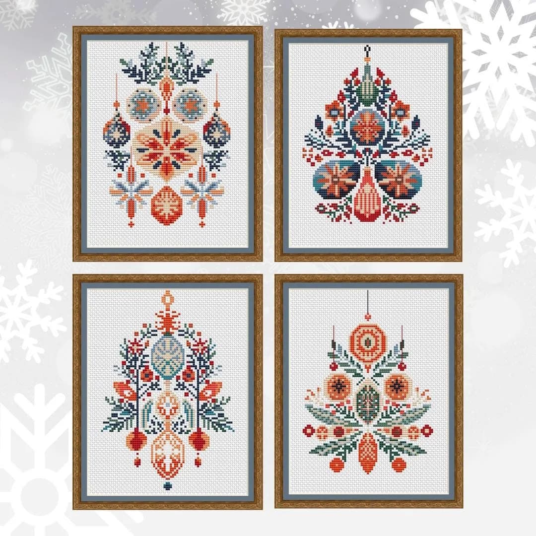 Set of 4 Christmas pendulum, Cross Stitch Pattern, Scandinavian style, Christmas Decoration, Holidays, PDF, instant download, CRM77